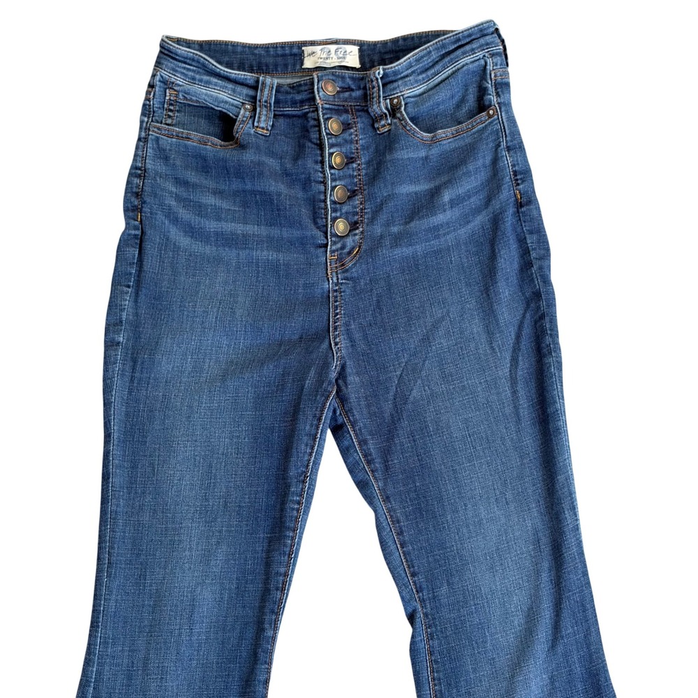 Free People Irreplacable Flare Jeans 29 Boho Blue High Rise Bell Bottom Denim - Picture 3 of 9